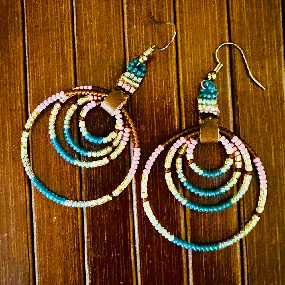 Multicolor Beaded Hoop Earrings